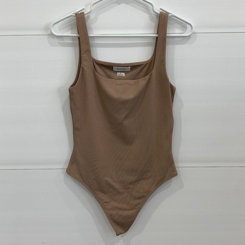Babaton Aritzia Square Neck Thong Bodysuit - Camel